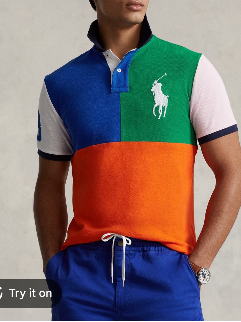 Polo Ralph Lauren Kids Colorblock Polo Shirt - Green/Blue/Orange
